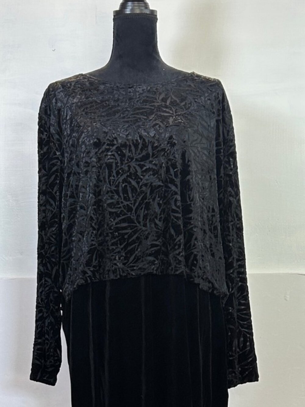 Vintage Jacqueline Ferrar Black Burnout Velvet Maxi Dress 22W Plus Size Formal